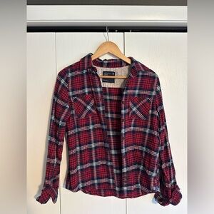 American Eagle Women’s Red and Blue Plaid Shirt